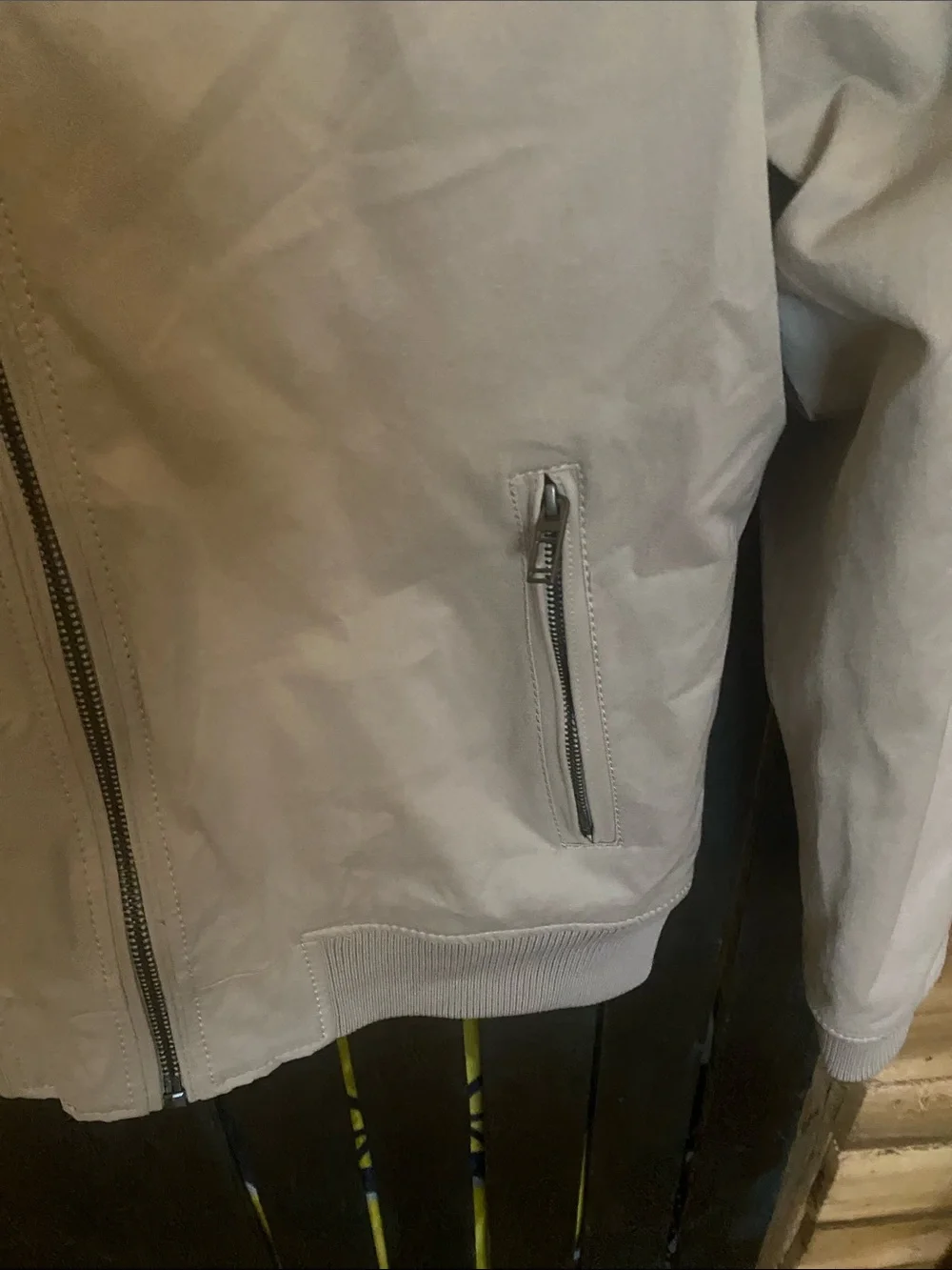 Zara Man Light Gray Zip-Front Harrington Jacket size Medium (tag XL)